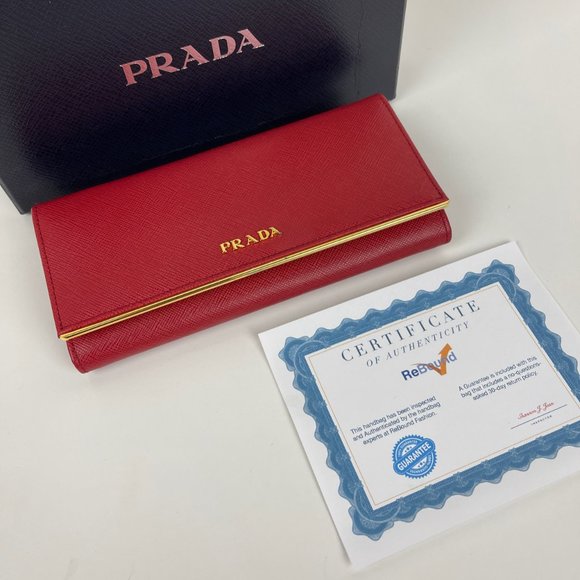 Prada Handbags - New Prada Large Saffiano Red Leather Wallet